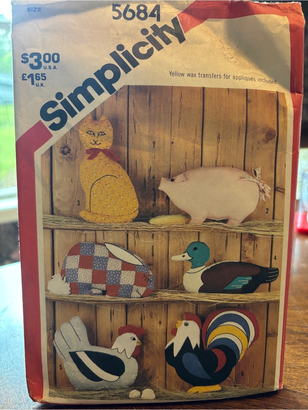 Simplicity Plush Farm Animal Sewing Pattern - Yellow Cat and Pastel Pig